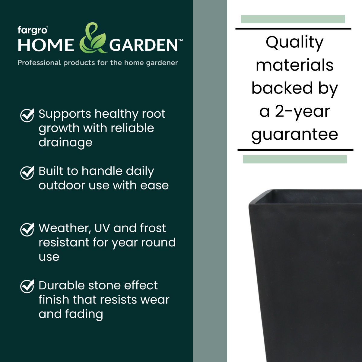 FHG™ Polystone Tapered Tall Garden Planter, Patio Plant Pots, Outdoor Garden Planter
