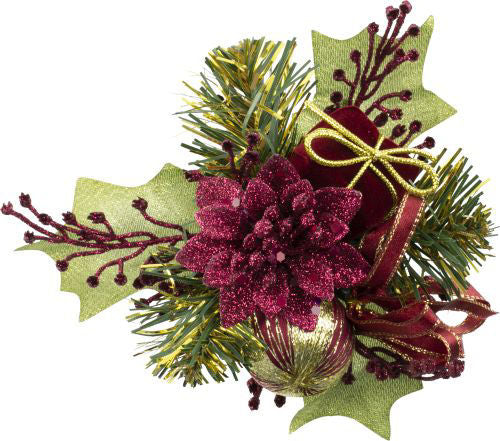 Christmas Pick Glitter, Poinsettia, Gift Box & Ribbon