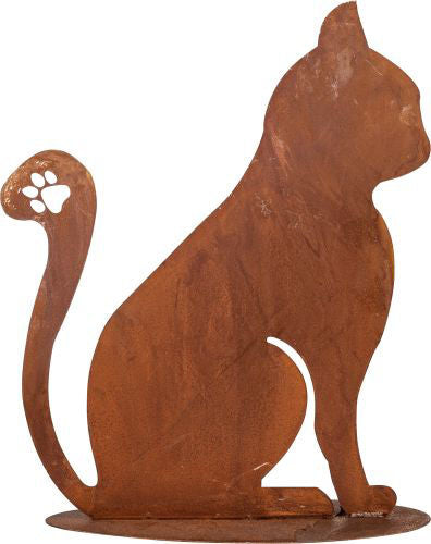 Garden Ornament Rusty Cat Sitting 23.5cm