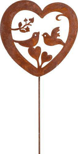 Garden Stick Birds in Heart 35cm