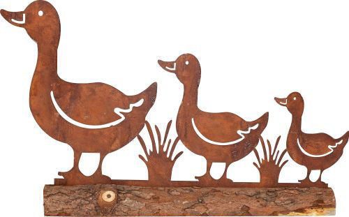 Garden Ornament Rusty Walking Ducks 40cm