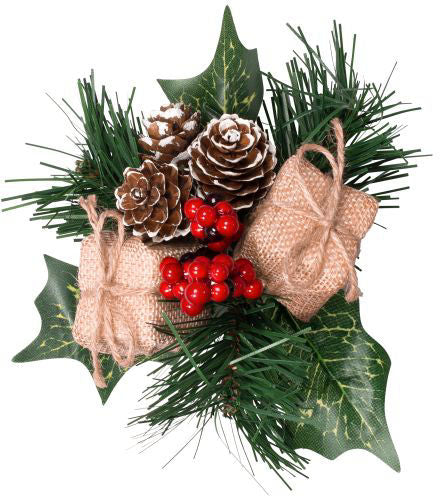 Christmas Pick Natural Pine, Holly & Jute Parcel