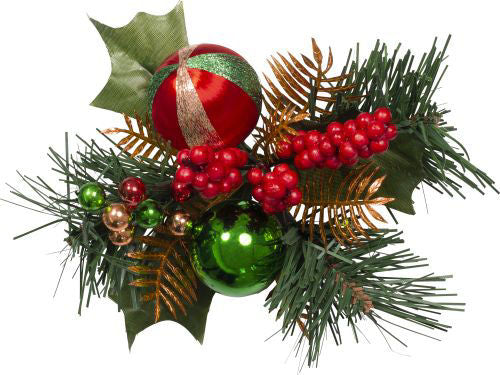 Christmas Pick Pine, Holly & Silk Ball