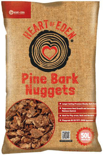 Heart of Eden Premium Pine Bark Nuggets 50L Decorative Garden Mulch