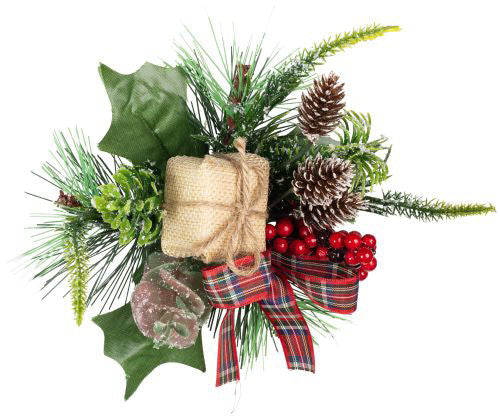 Christmas Pick Pine Cone & Tartan Parcel