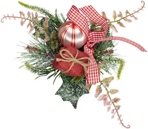 Christmas Pick Pine & Fern with Silk Ball/Jute Box