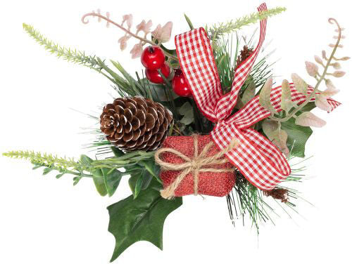 Christmas Pick Pine & Fern with Cone/Jute Box/Berries