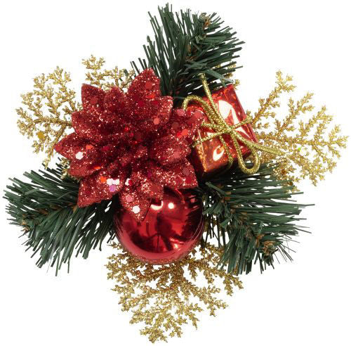 Christmas Pick with Gift Box & Poinsettia