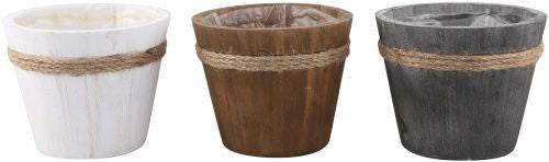 Wood Planter Round Rope Top 14cm