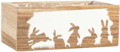 Wooden Trough Bunny Planter 20cm