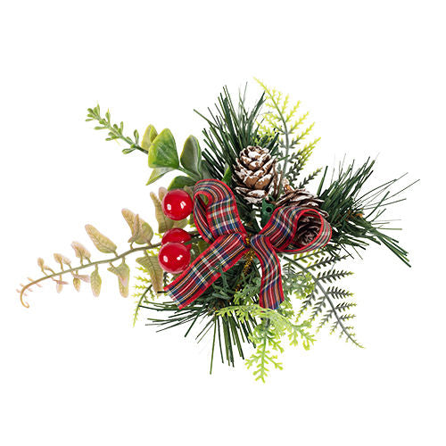 Christmas Pick Pine & Fern with Berries & Cone