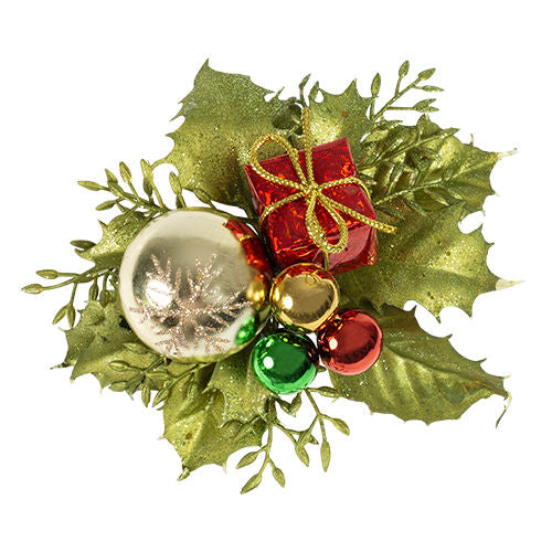 Christmas Pick Holly & Fern Bauble & Gift Box