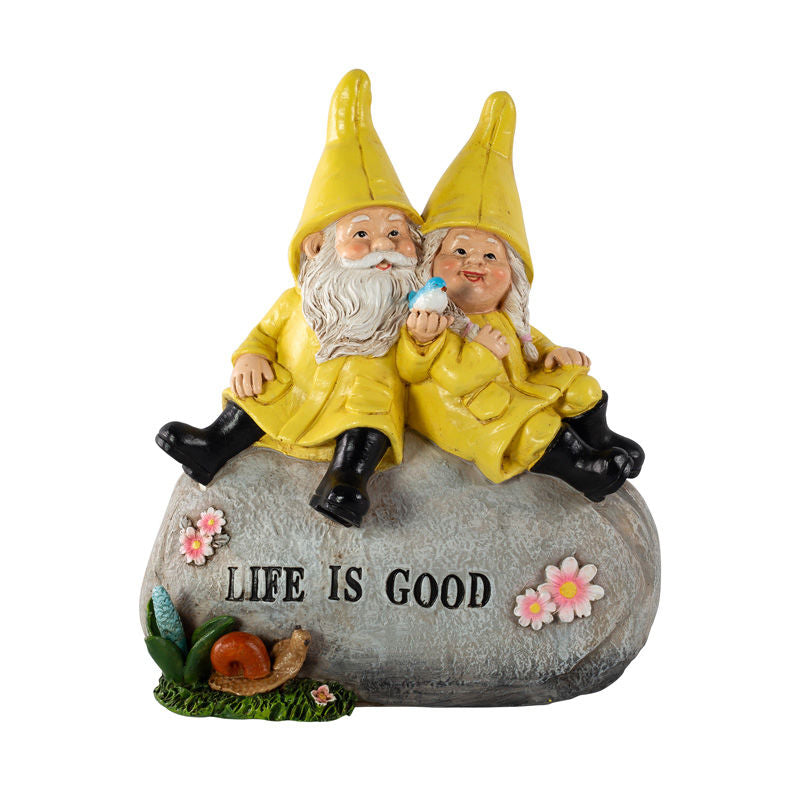 Garden Ornament Grandparents on a Rock