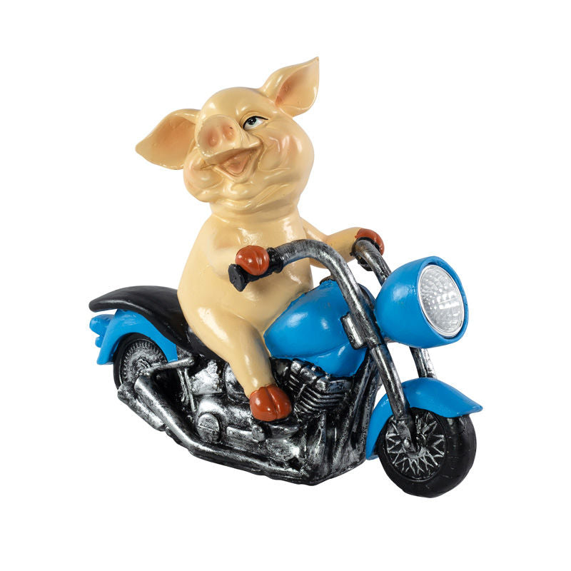 Garden Ornament Pigs on Bikes wIth Solar Headlights