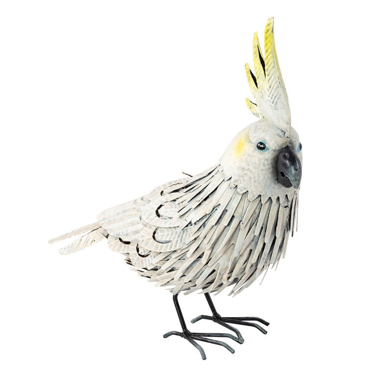 Garden Ornament Metal Crested Cockatoo