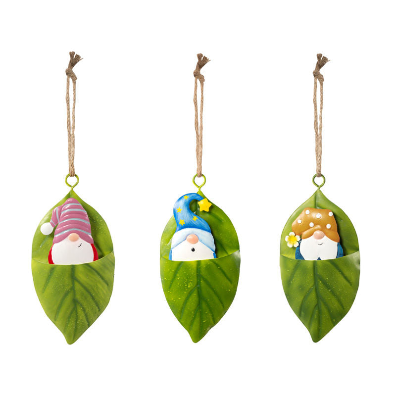 Garden Ornament Gnomes in Leaves Hanging Decorations
