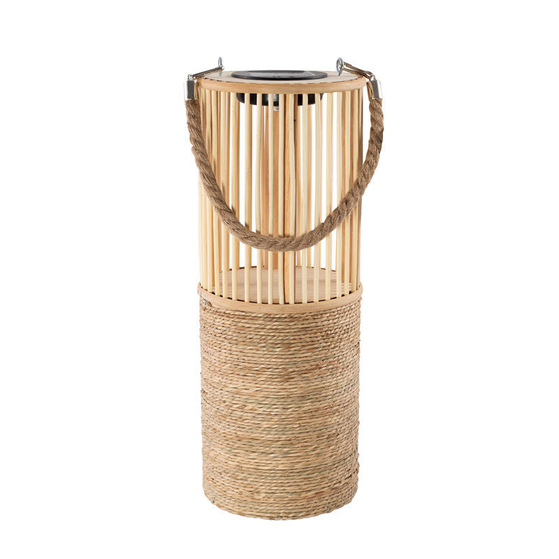 Solar Lantern Jute Rope & Bamboo Round