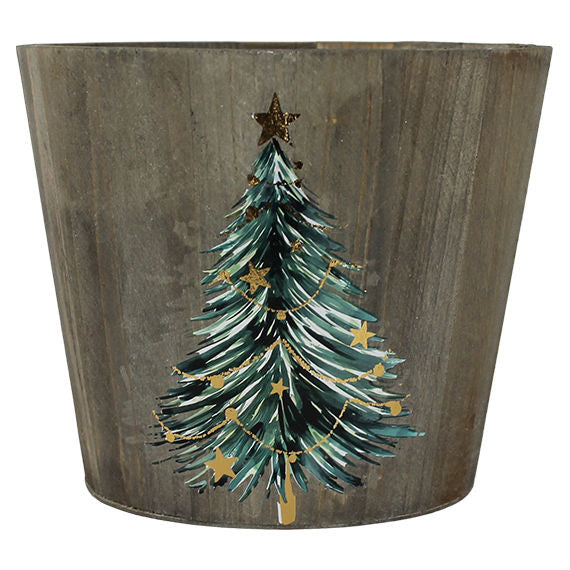 Wooden Planter Christmas Tree 19cm
