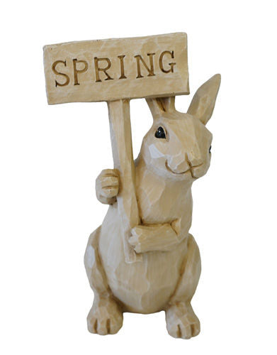 Garden Ornament Rabbit with Spring Sign