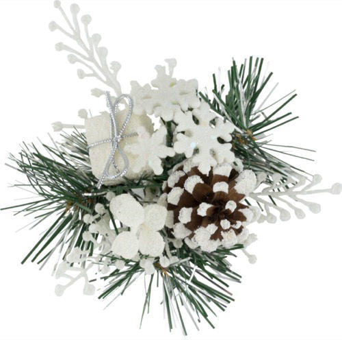 Christmas Pick Pine, Glitter Cone & Snowflake