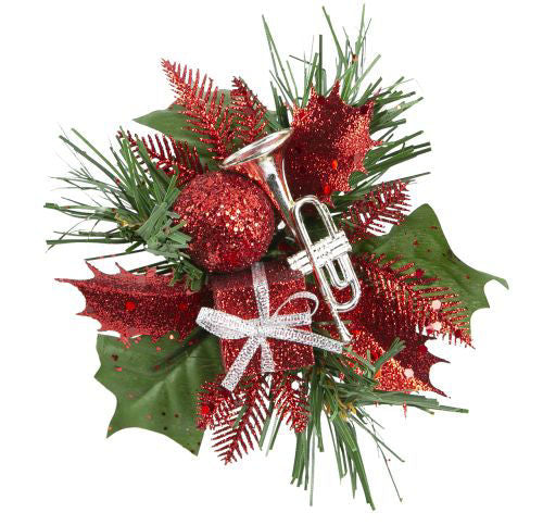 Christmas Pick Gift Box & Horn - Red/Silver