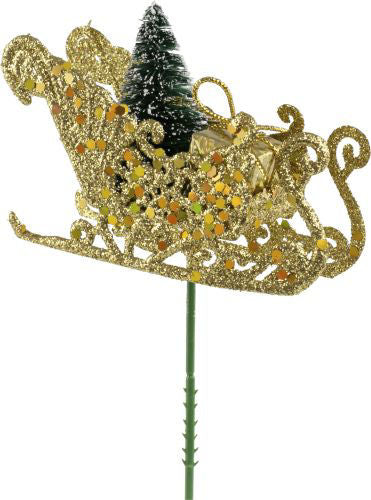 Christmas Pick Glitter Sleigh - Gold