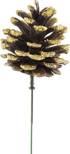 Pick Natural Pine Cone Glitter Edge - Gold
