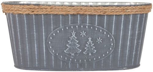 Tin Trough Christmas Tree Emblem with Rope Top 27cm - Slate