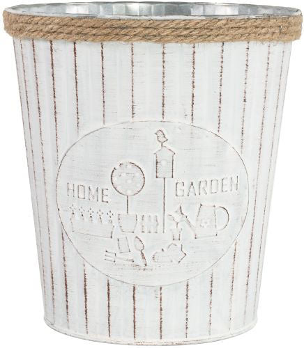 Tin Pail Home & Garden with Rope Top - Marshmallow