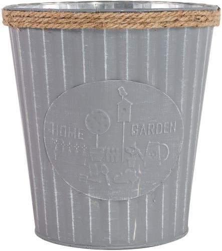Tin Pail Home & Garden with Rope Top - Slate