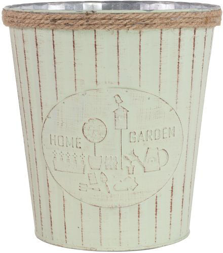 Tin Pail Home & Garden with Rope Top - Green