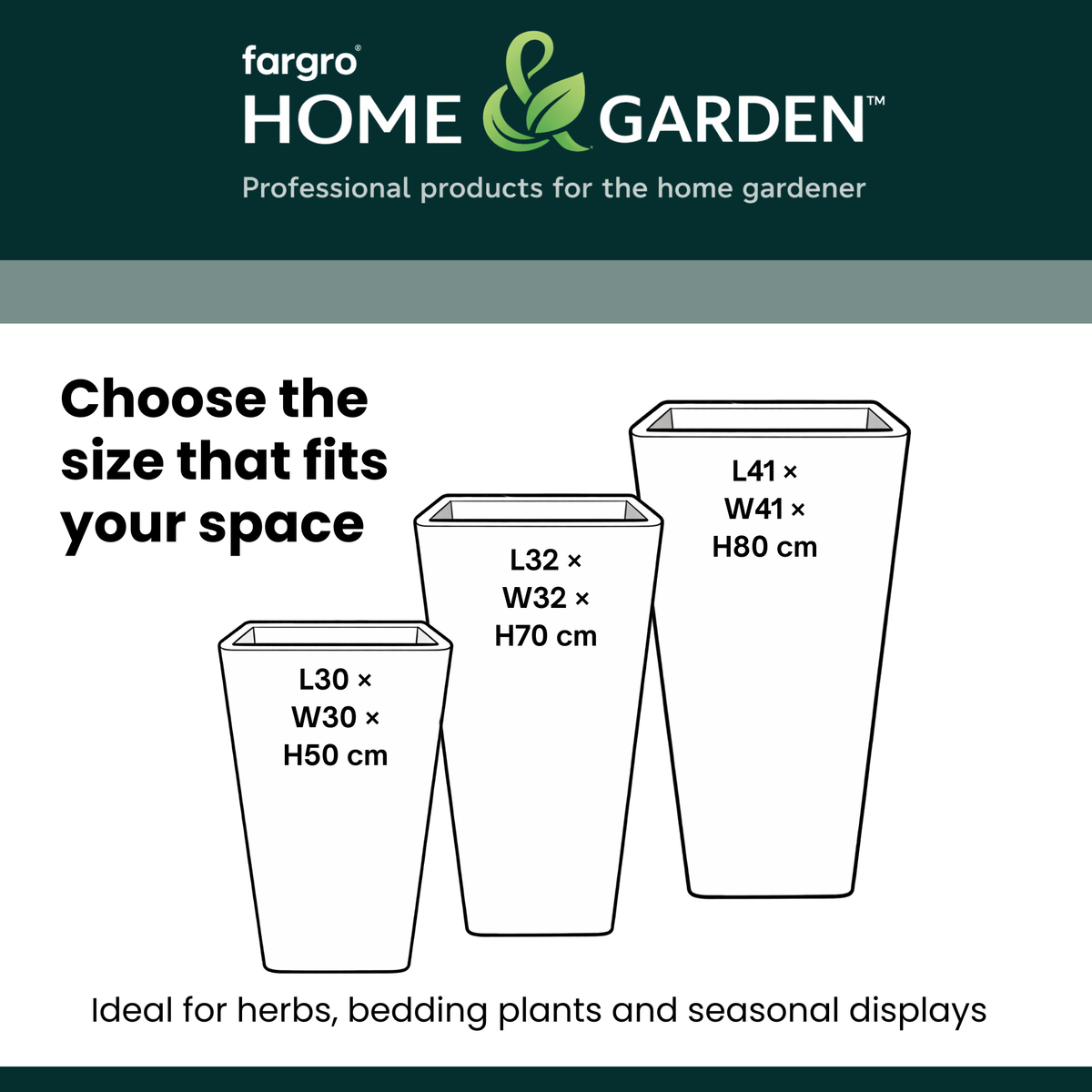 FHG™ Polystone Tapered Tall Garden Planter, Patio Plant Pots, Outdoor Garden Planter