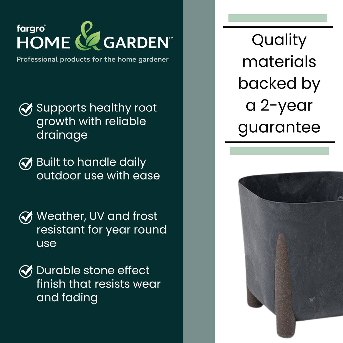 Lamela Concrete™ Frida Stone Round Planter, Poly Resin Plant Pot