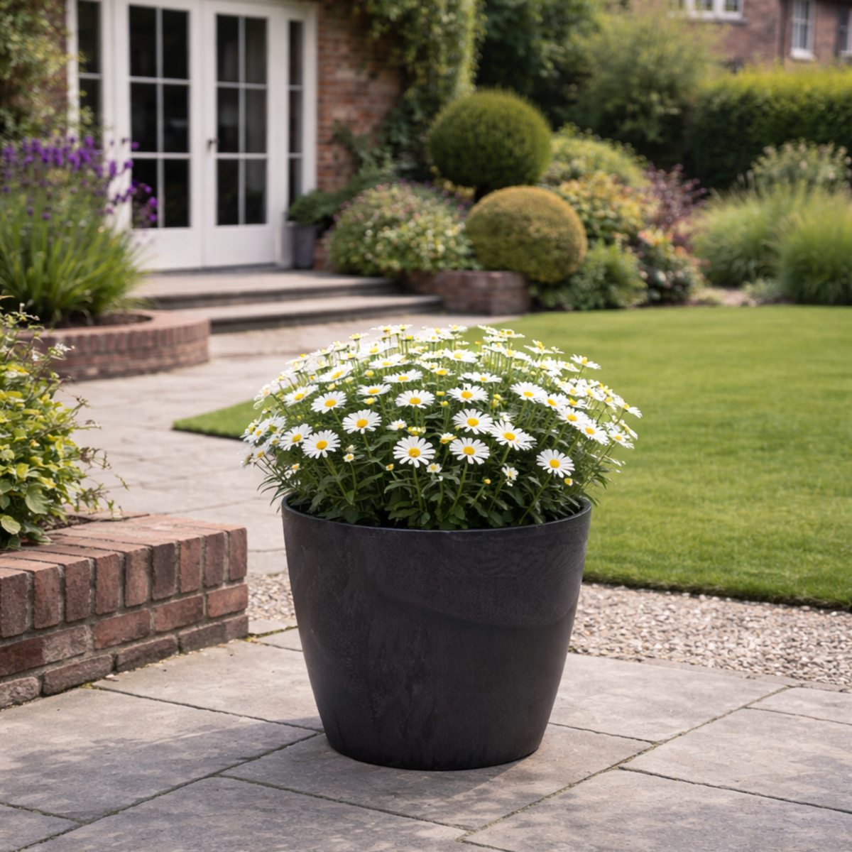 Lamela Concrete™ Magnolia Round Plant Pot, Poly Resin Planter