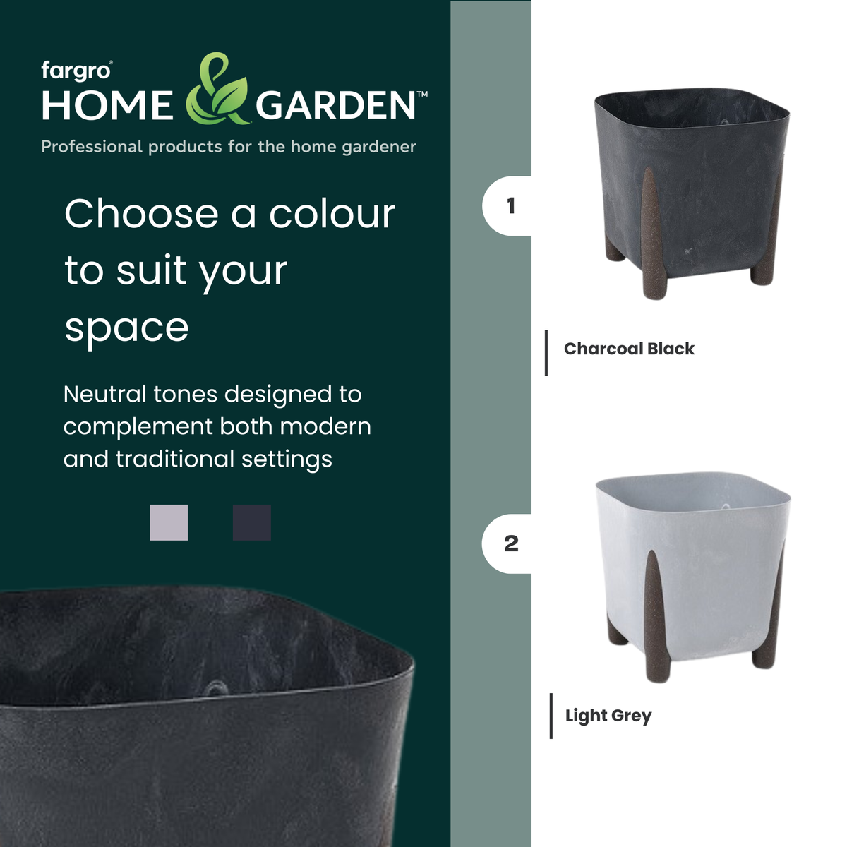 Lamela Concrete™ Frida Stone Round Planter, Poly Resin Plant Pot