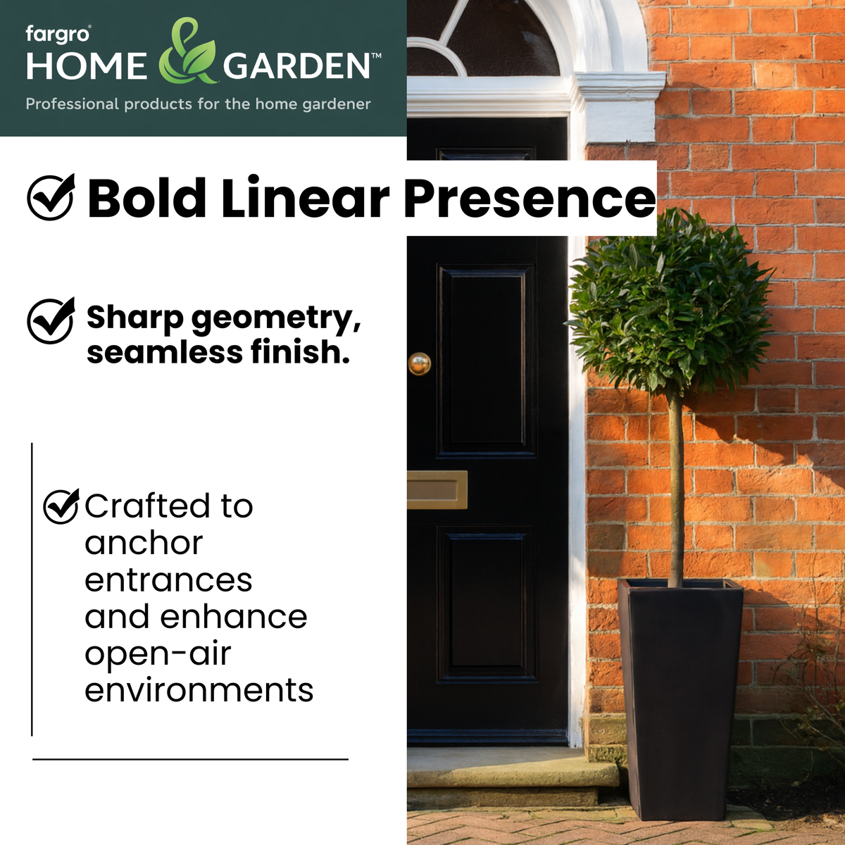 FHG™ Polystone Tapered Tall Garden Planter, Patio Plant Pots, Outdoor Garden Planter