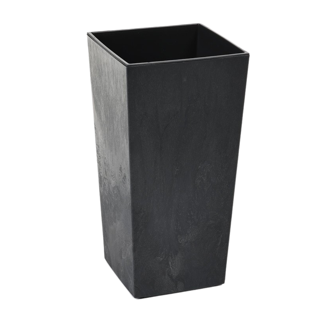 Lamela Concrete™ Finesse Tall Stone Planter, Tapered Garden Plant Pot, Poly Resin Planter
