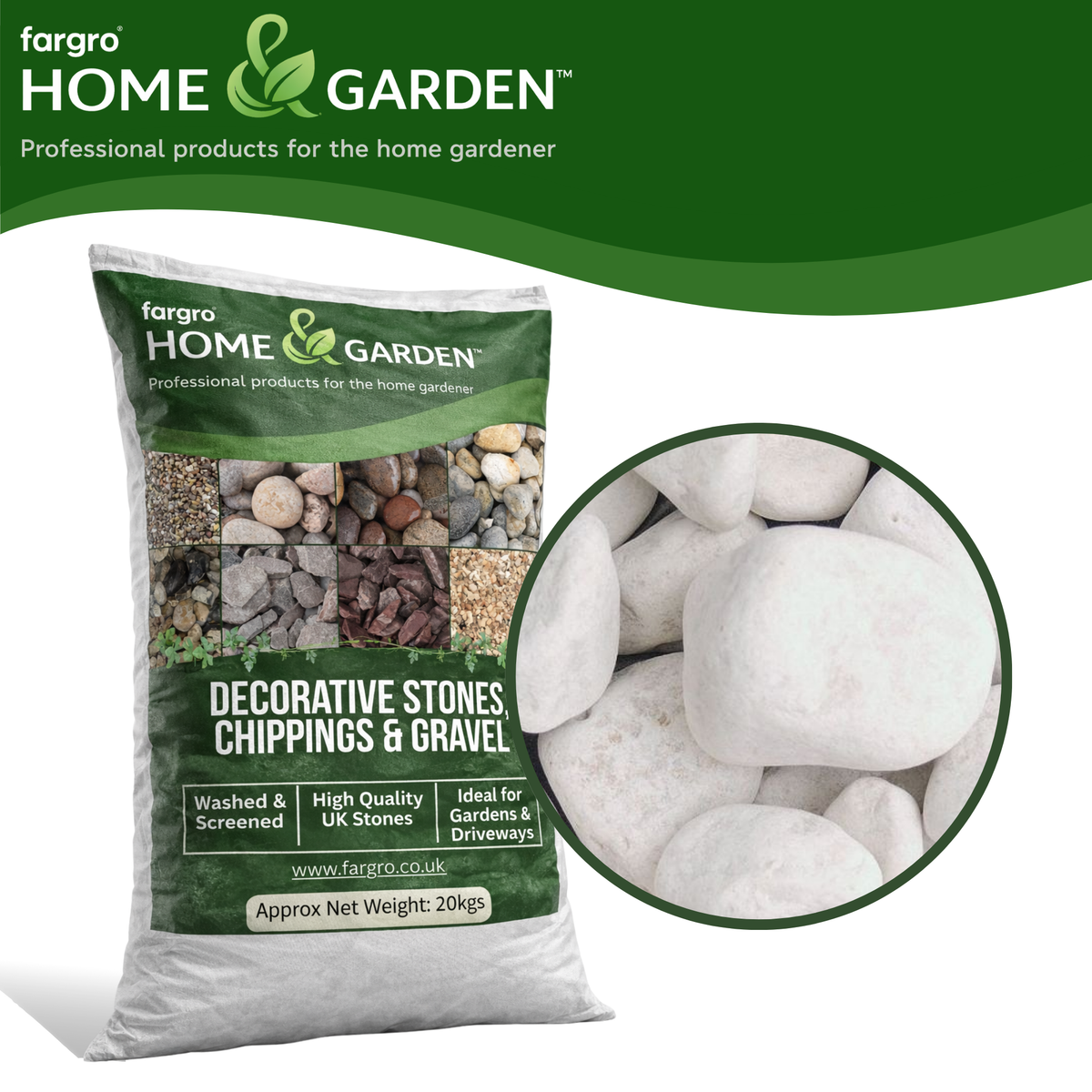 White Cobbles 50mm-75mm 20kg