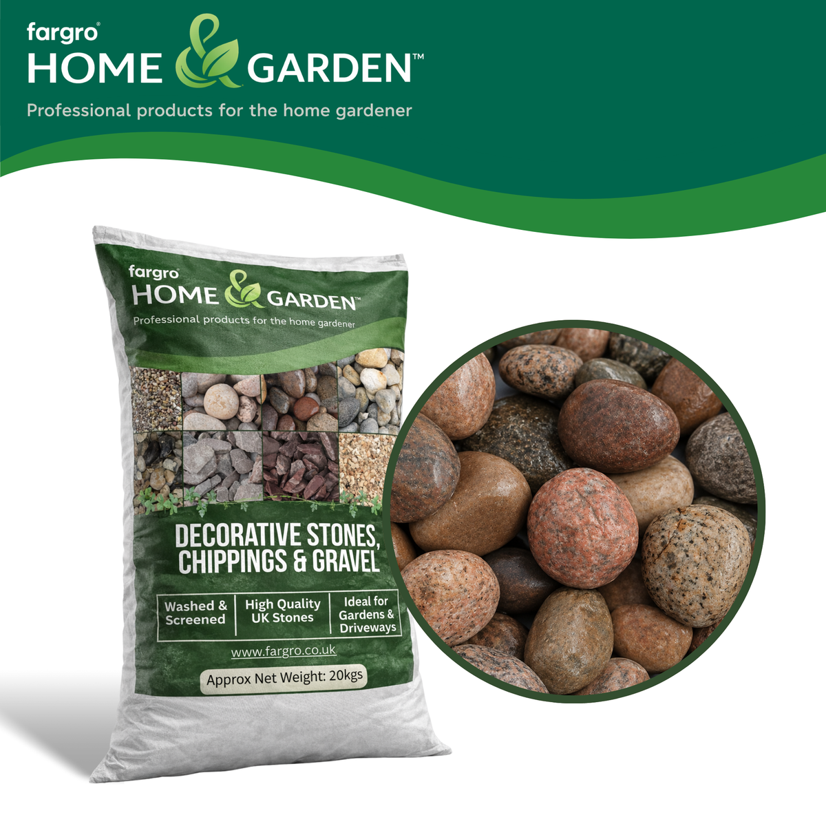Scottish Cobbles 20-30mm 20kg | Natural Decorative Garden Cobbles