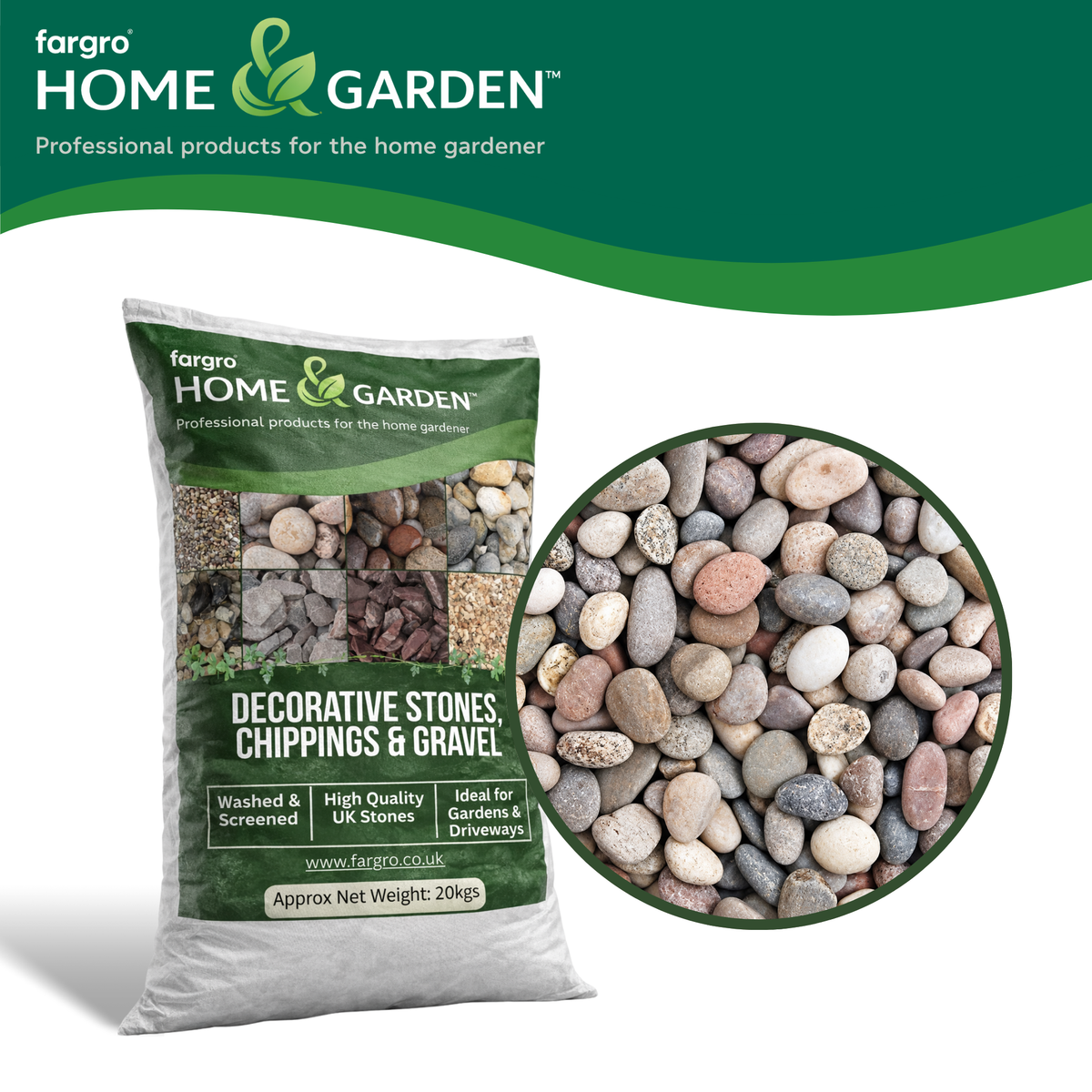 Highland Scottish Pebbles 14-20mm 20kg | Decorative Garden Stone