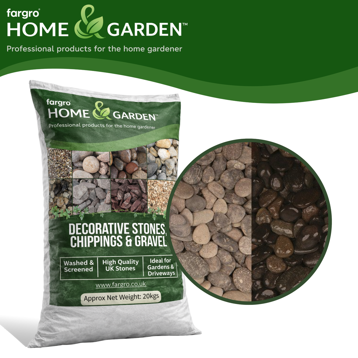 Midnight Pebbles 16-25mm - Charcoal & Jet Black Garden Pebbles 20kg Bag