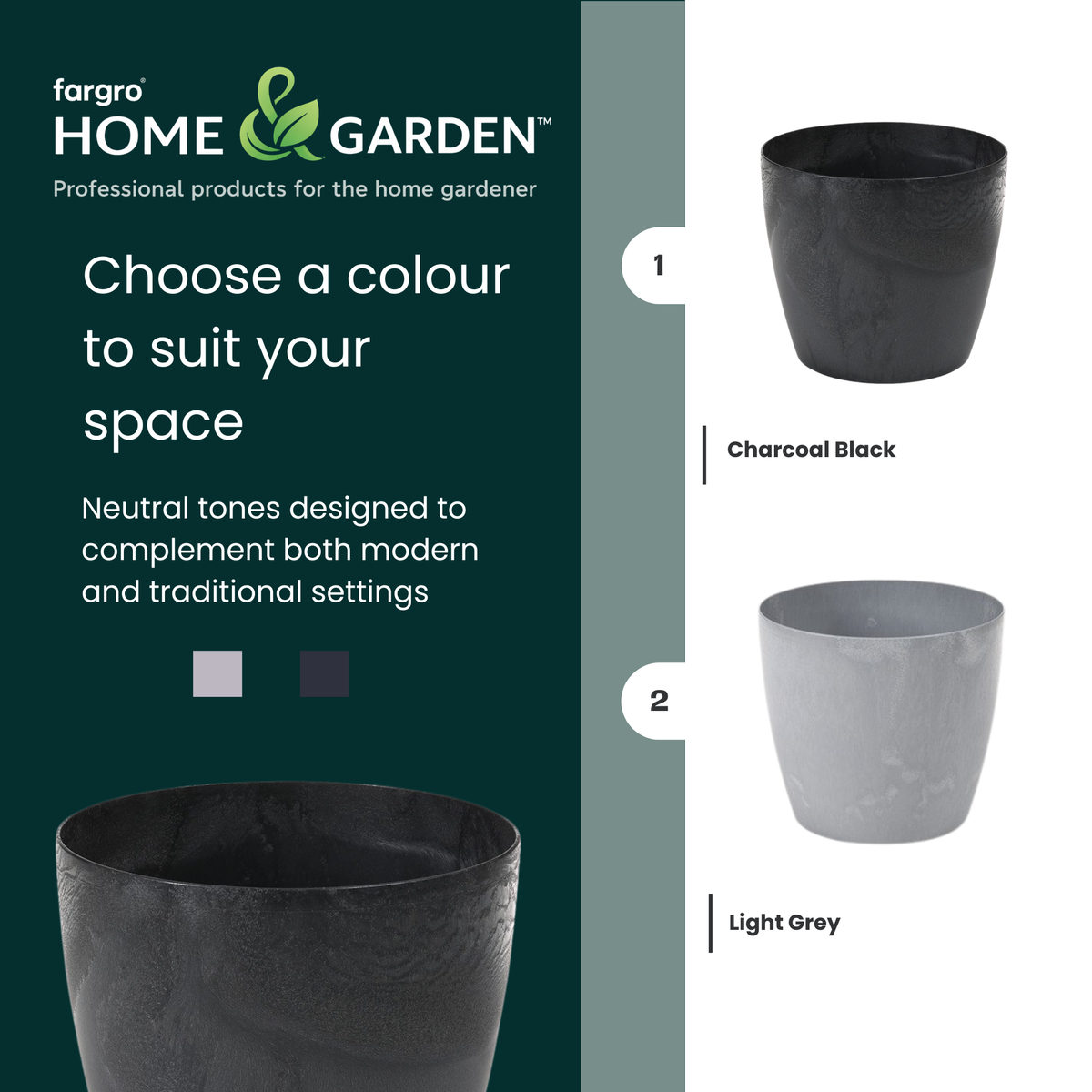 Lamela Concrete™ Magnolia Round Plant Pot, Poly Resin Planter