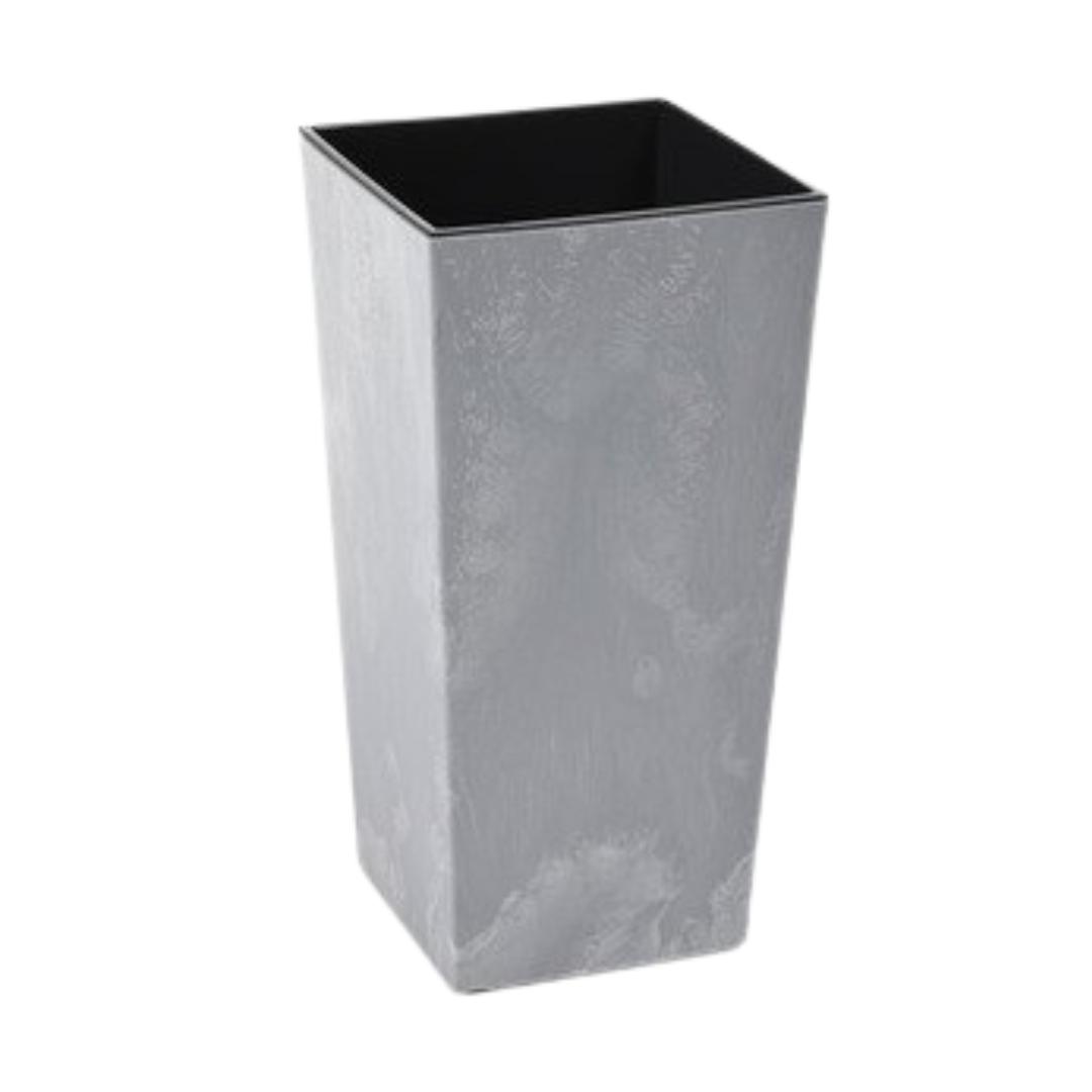 Lamela Concrete™ Finesse Tall Stone Planter, Tapered Garden Plant Pot, Poly Resin Planter