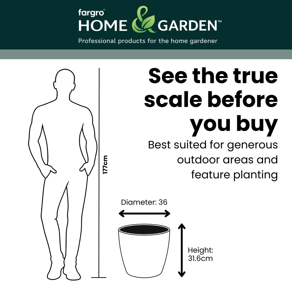 Lamela Concrete™ Magnolia Round Plant Pot, Poly Resin Planter