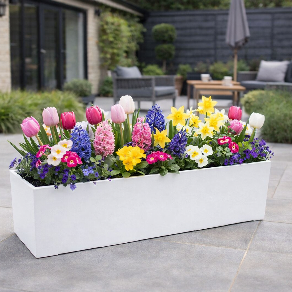 Lamela™ Begonia Glossy Window Box, Contemporary Resin Plastic Planter With Removable Liner