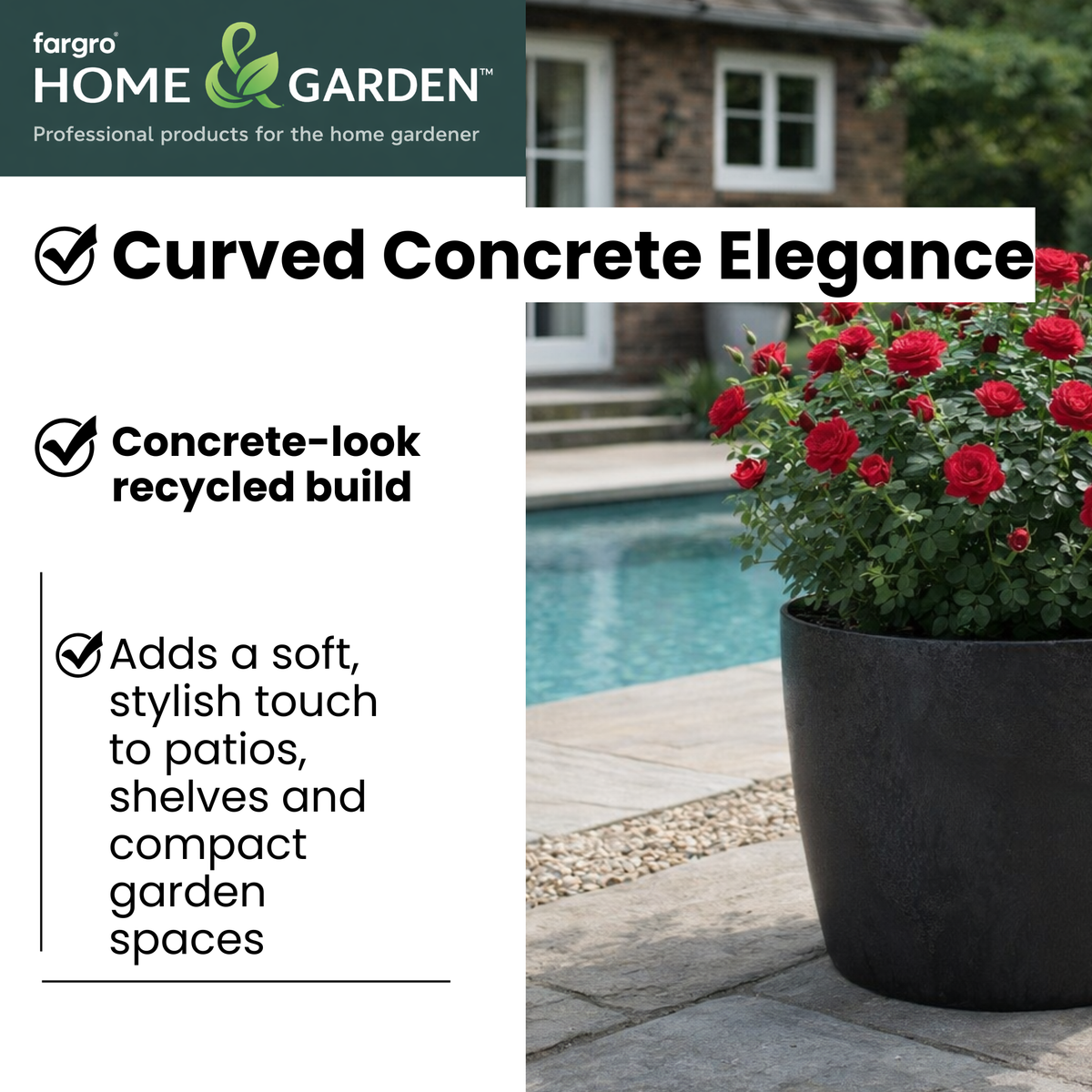Lamela Concrete™ Magnolia Round Plant Pot, Poly Resin Planter