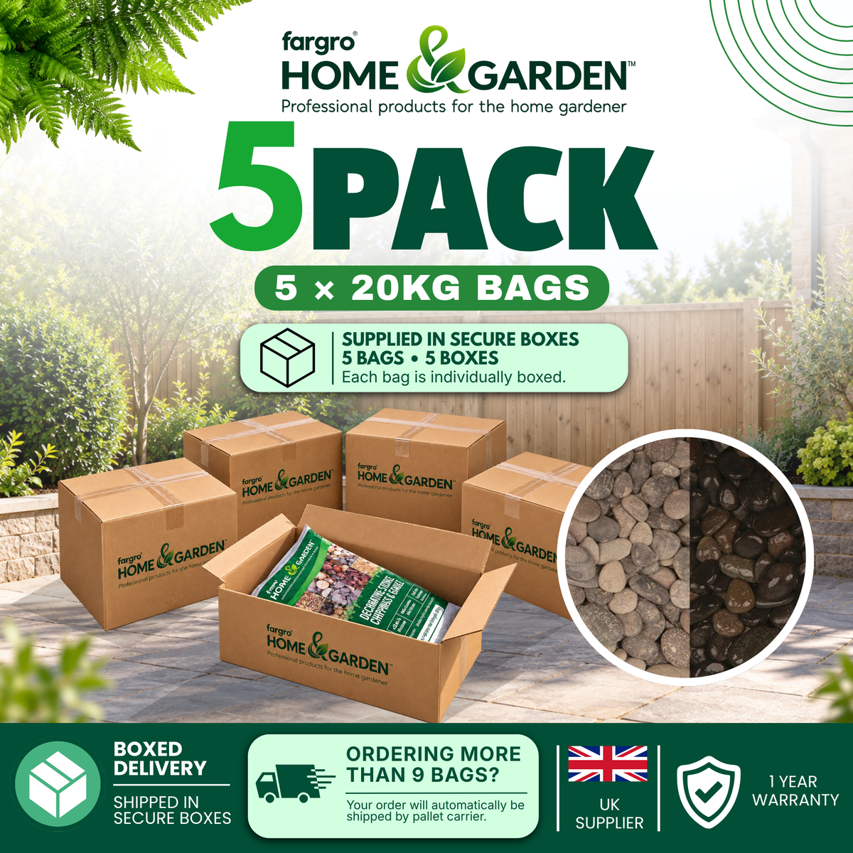 Midnight Pebbles 16-25mm - Charcoal & Jet Black Garden Pebbles 20kg Bag