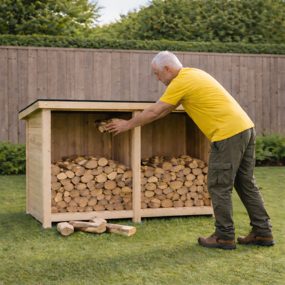 Billington Small Wooden Log Store, Outdoor Garden Log Storage Unit, Pressure Treated Timber