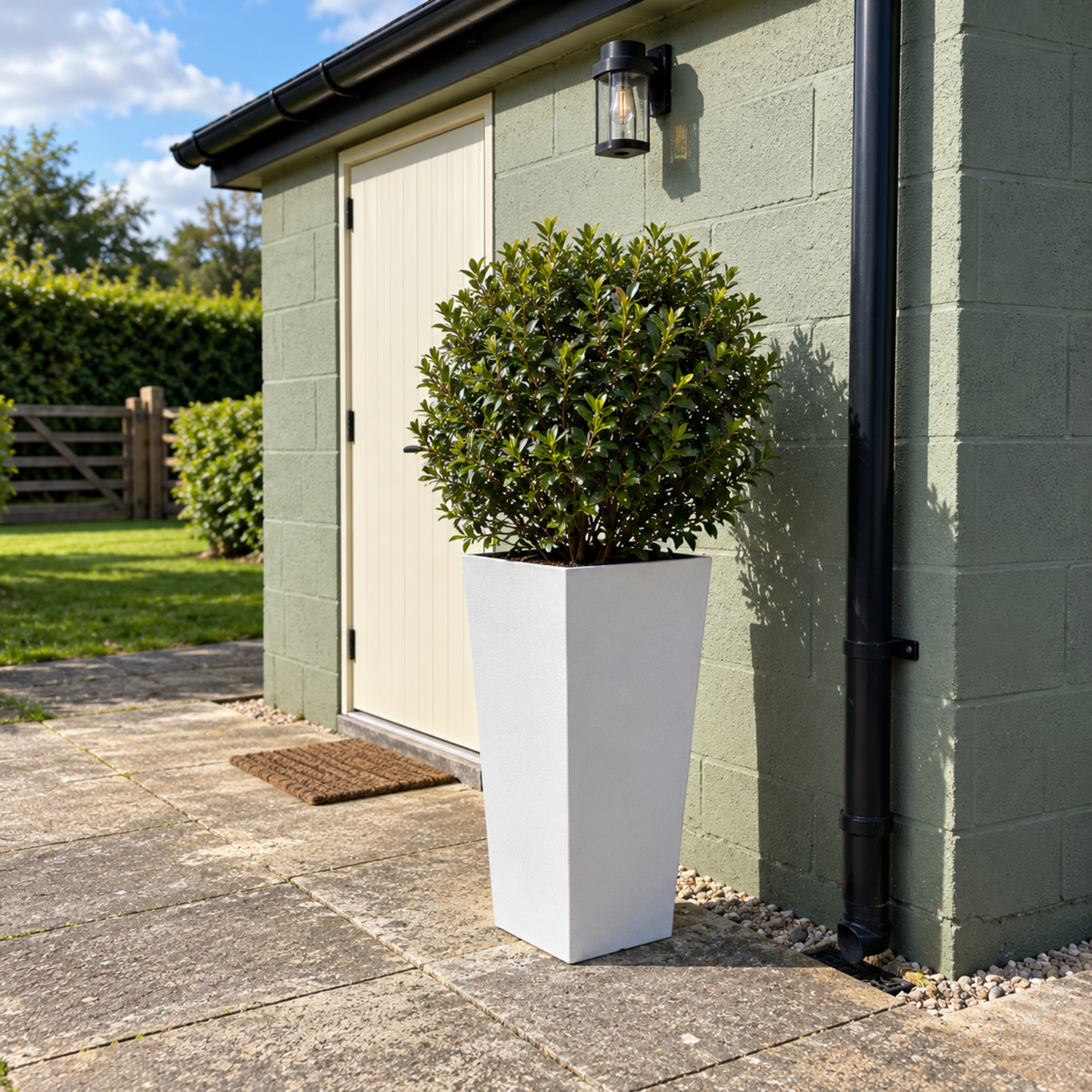 FHG™ Polystone Tapered Tall Garden Planter, Patio Plant Pots, Outdoor Garden Planter