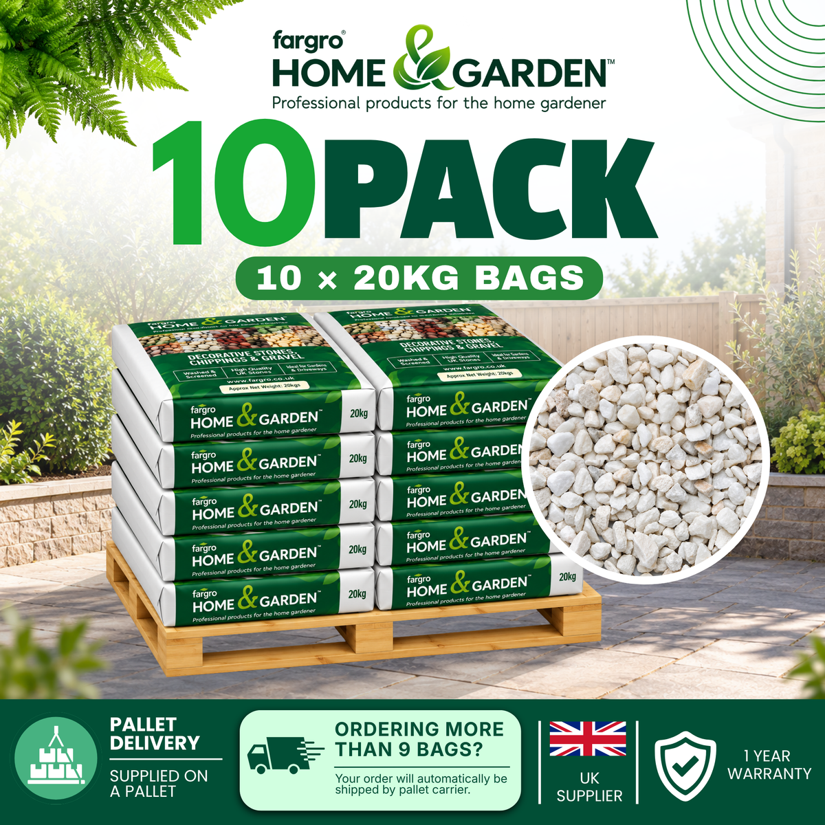 Arctic White 10 mm Decorative Garden Stones Bright White Gravel Chippings 20 kg Bag